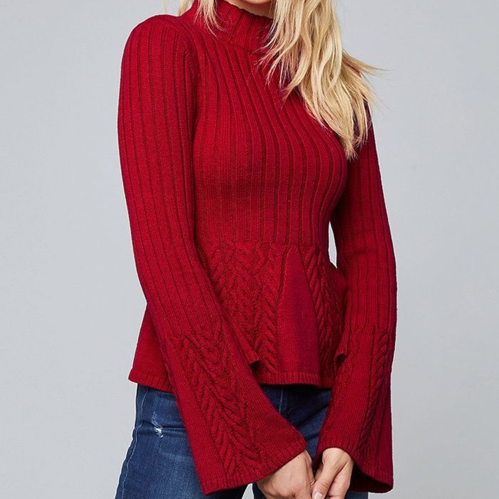 Bebe Peplum Bell Sleeve